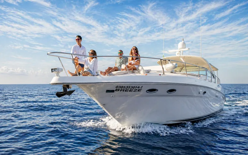 Sunny yacht cruise on the open sea